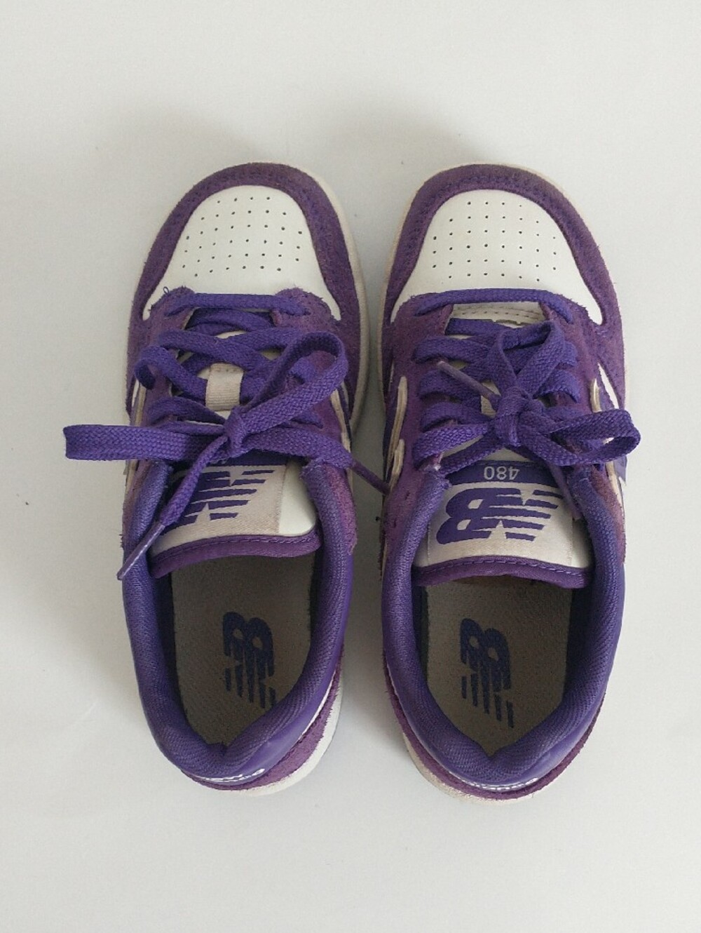 New Balance 480 Kids Purple and White Lace-Up Sneakers. Size 8.5" inch - Picture 6 of 11